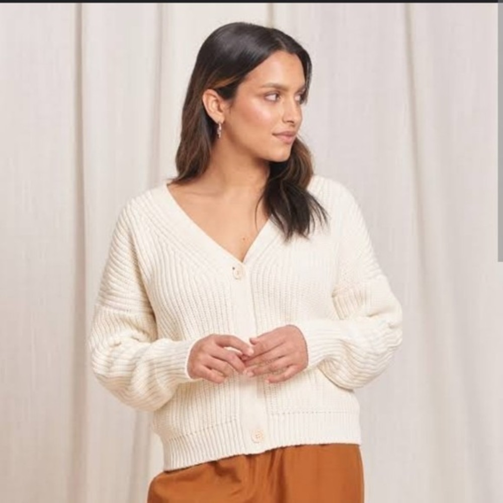 Tradlands NWT‎ Shelter Knit Cotton Cardigan in Birch Cream Size Medium